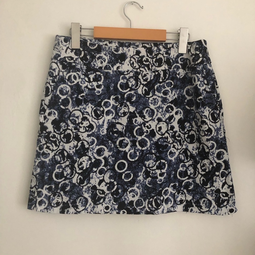 Women's Mini Skirt in Navy and White Bubble Print